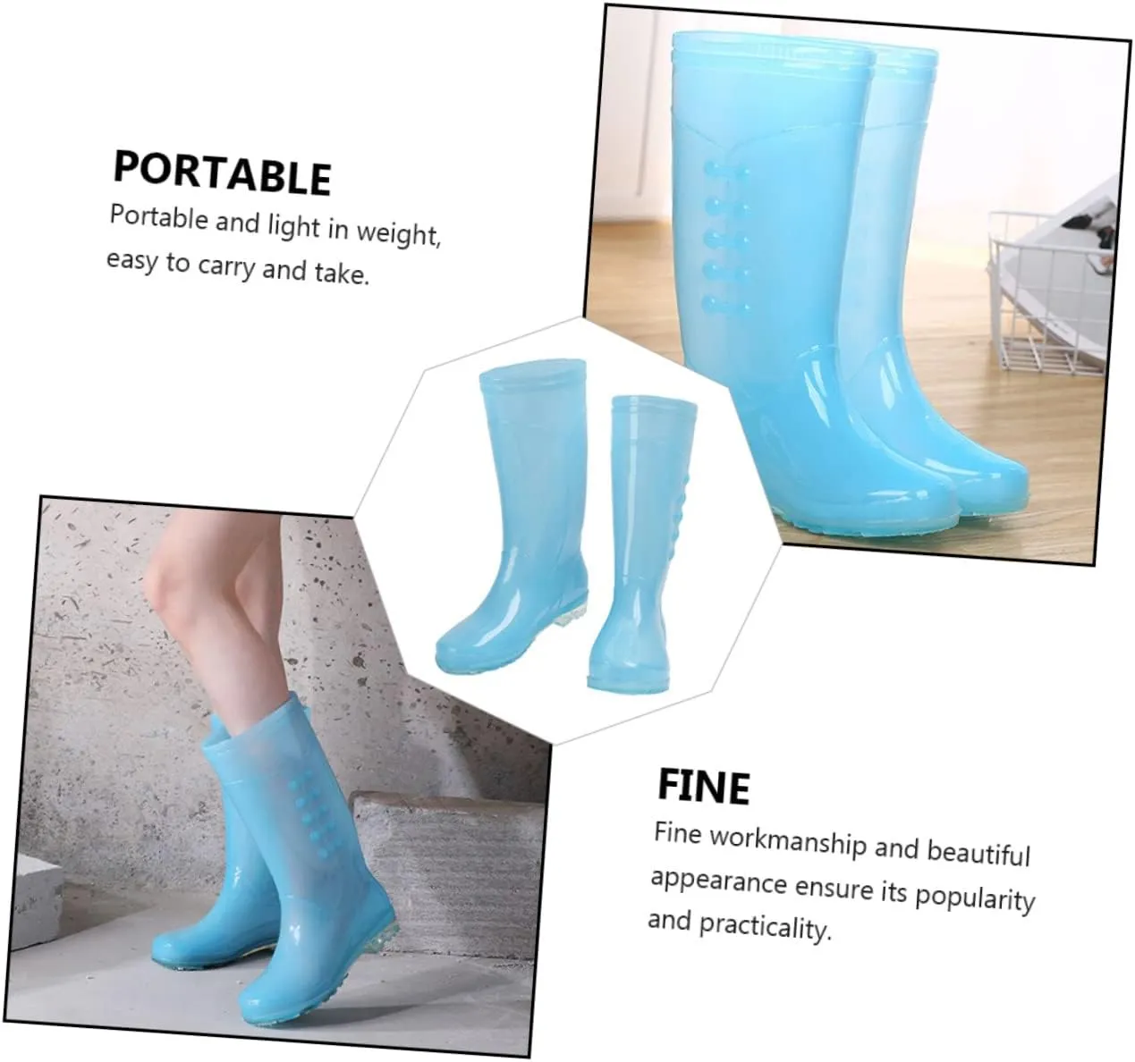 1 Pair Rain Boots Fur Knee Rain Boot Women Rain Shoes Outdoor Knee High Rain Boot Rain Shoes for Men Waterproof Rain Boot Tall Garden Boots Tall Snow Rain Boot Joules Pvc Blue