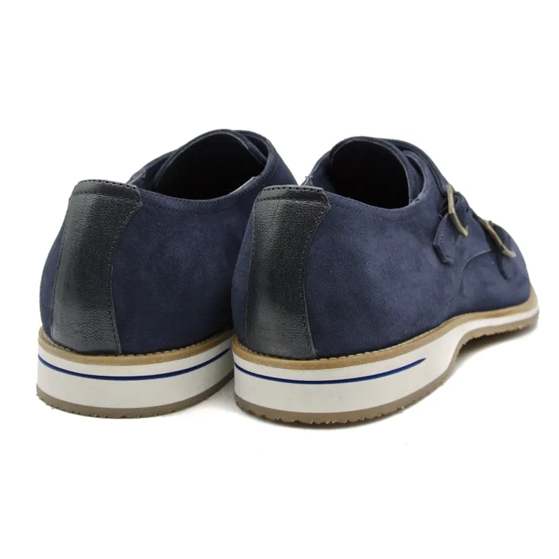 56-100-BLU LEGERRA Sueded Goatskin Monkstrap, Blue