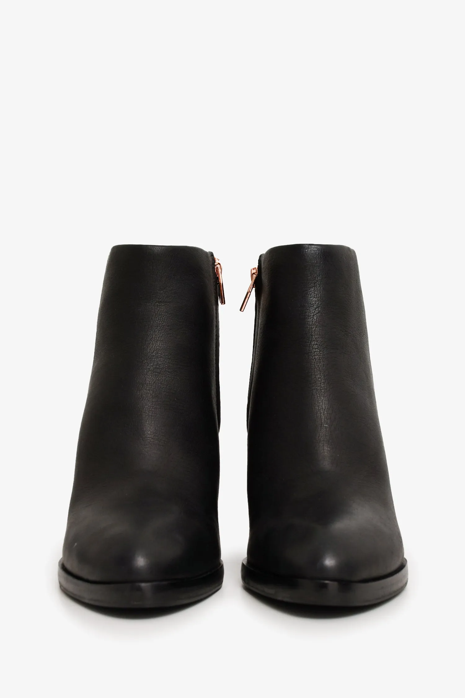 Alexander Wang Black Leather Rose Gold Hardware Ankle Boots Size 35.5