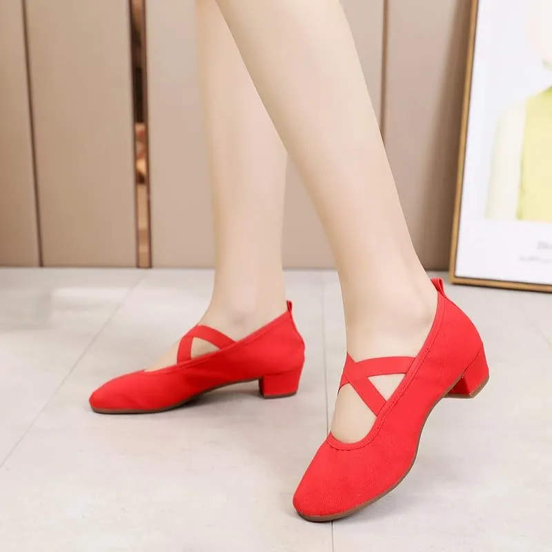 AOQUNFS Womens Latin Dance Shoes Close Toe Ballroom Dance Practice Shoes