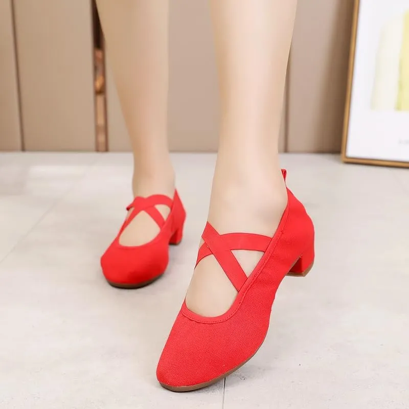 AOQUNFS Womens Latin Dance Shoes Close Toe Ballroom Dance Practice Shoes