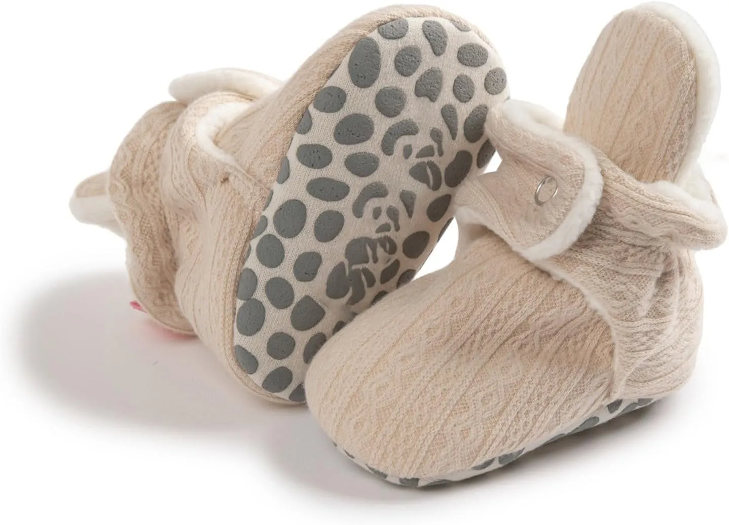 Baby Boys Girls Fleece Booties Infant Winter Indoor Knitted Plush Slippers Soft Sole First Walking House Shoes
