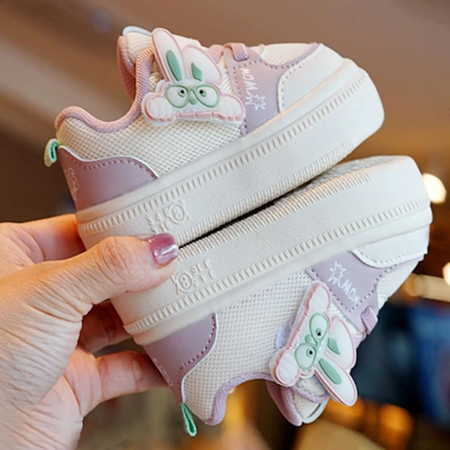 Baby Walking Shoes for Toddler Girl Boys Little Bunny Prewalker Breathable Mesh Rubber Soft Sole Flat Sneakers