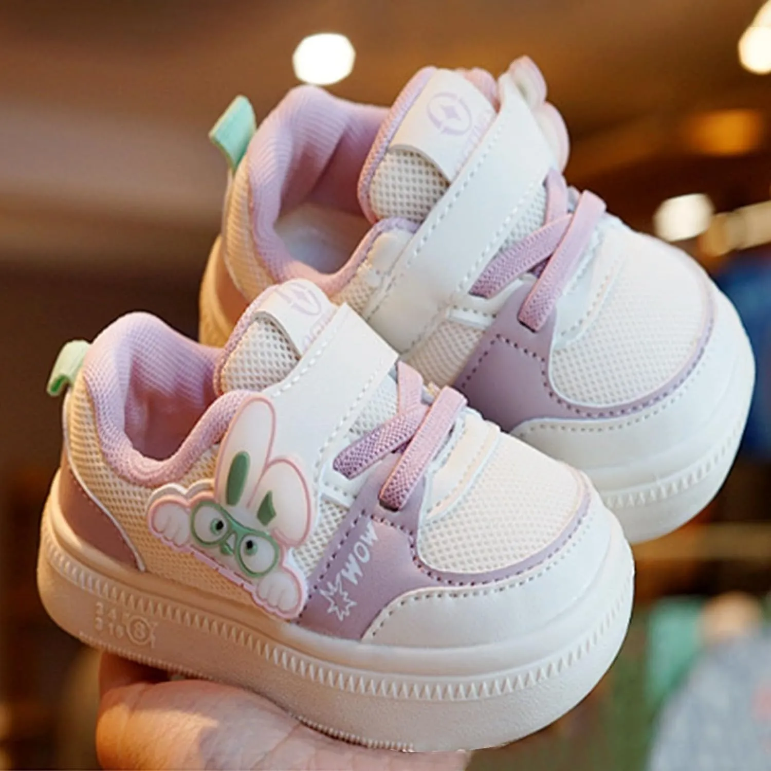 Baby Walking Shoes for Toddler Girl Boys Little Bunny Prewalker Breathable Mesh Rubber Soft Sole Flat Sneakers