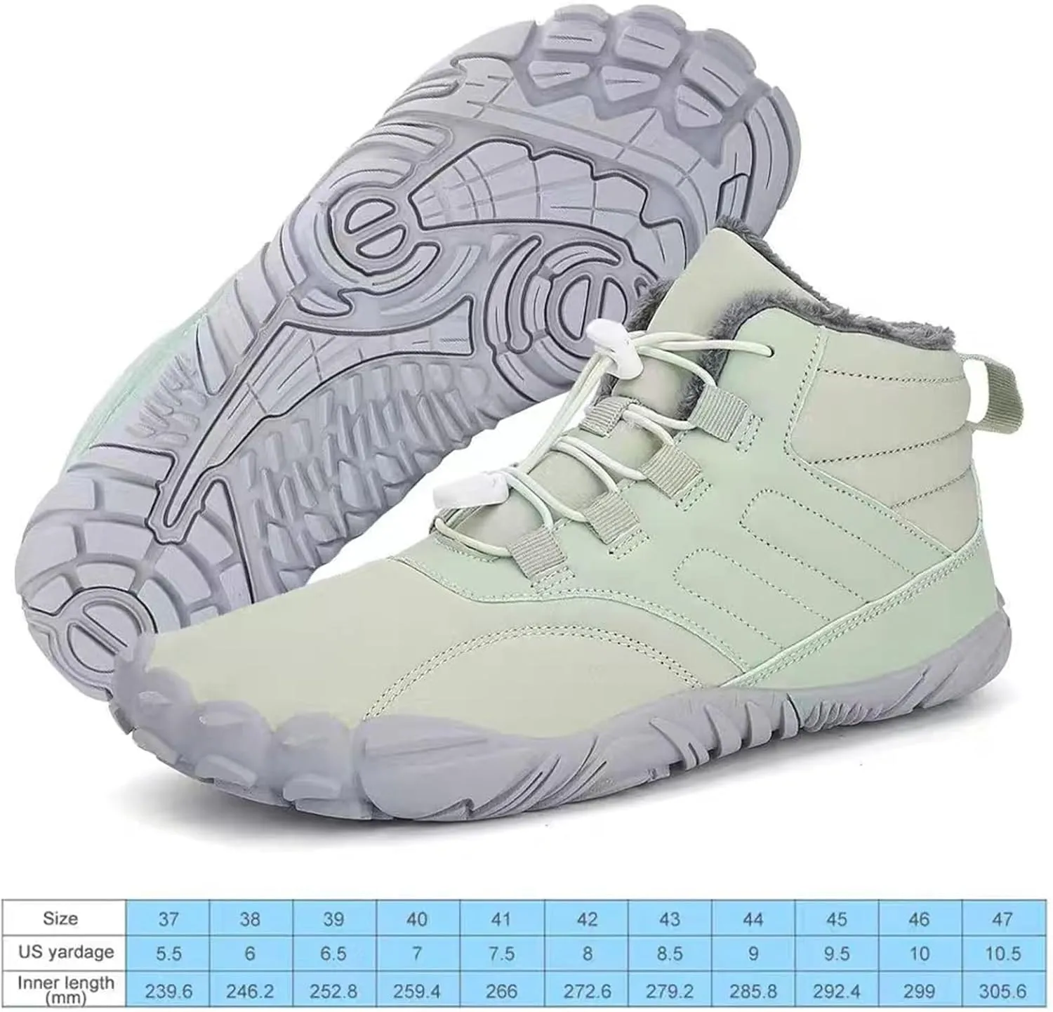 Barefoot Shoes Winter Men Women Waterproof Trail Running Shoes Warm Lined Winter Shoes Unisex Outdoor Non-Slip Winter Depth Work Camping