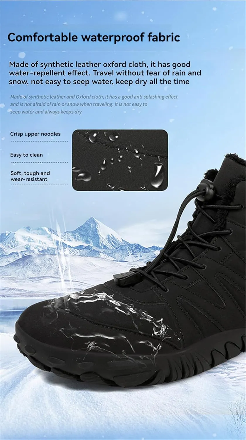 Barefoot Winter Boots Women Wide Toe Box Flexible Sole Hike Winter Footwear Barefoot Shoes Women Non-Slip Waterproof Boots Walking Warm Ankle Booties Zero Drop Sole Wide Toe Box Slip On Sneakers