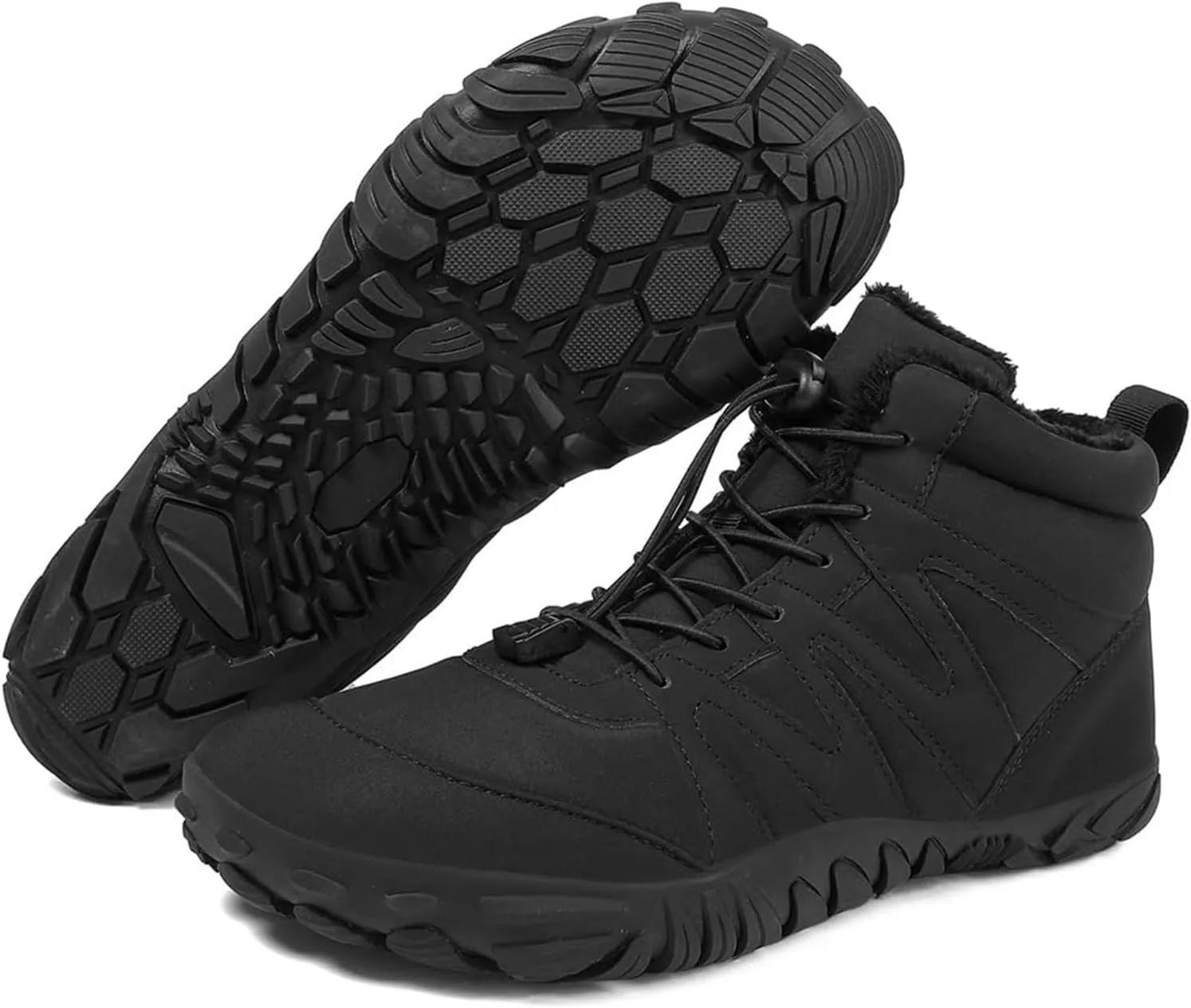 Barefoot Winter Boots Women Wide Toe Box Flexible Sole Hike Winter Footwear Barefoot Shoes Women Non-Slip Waterproof Boots Walking Warm Ankle Booties Zero Drop Sole Wide Toe Box Slip On Sneakers