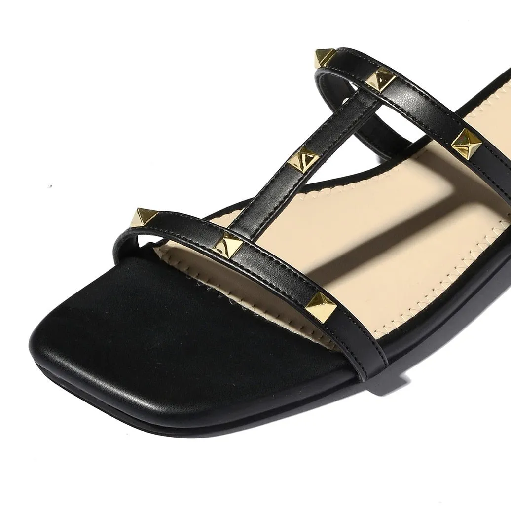 Black stud-embellished flats