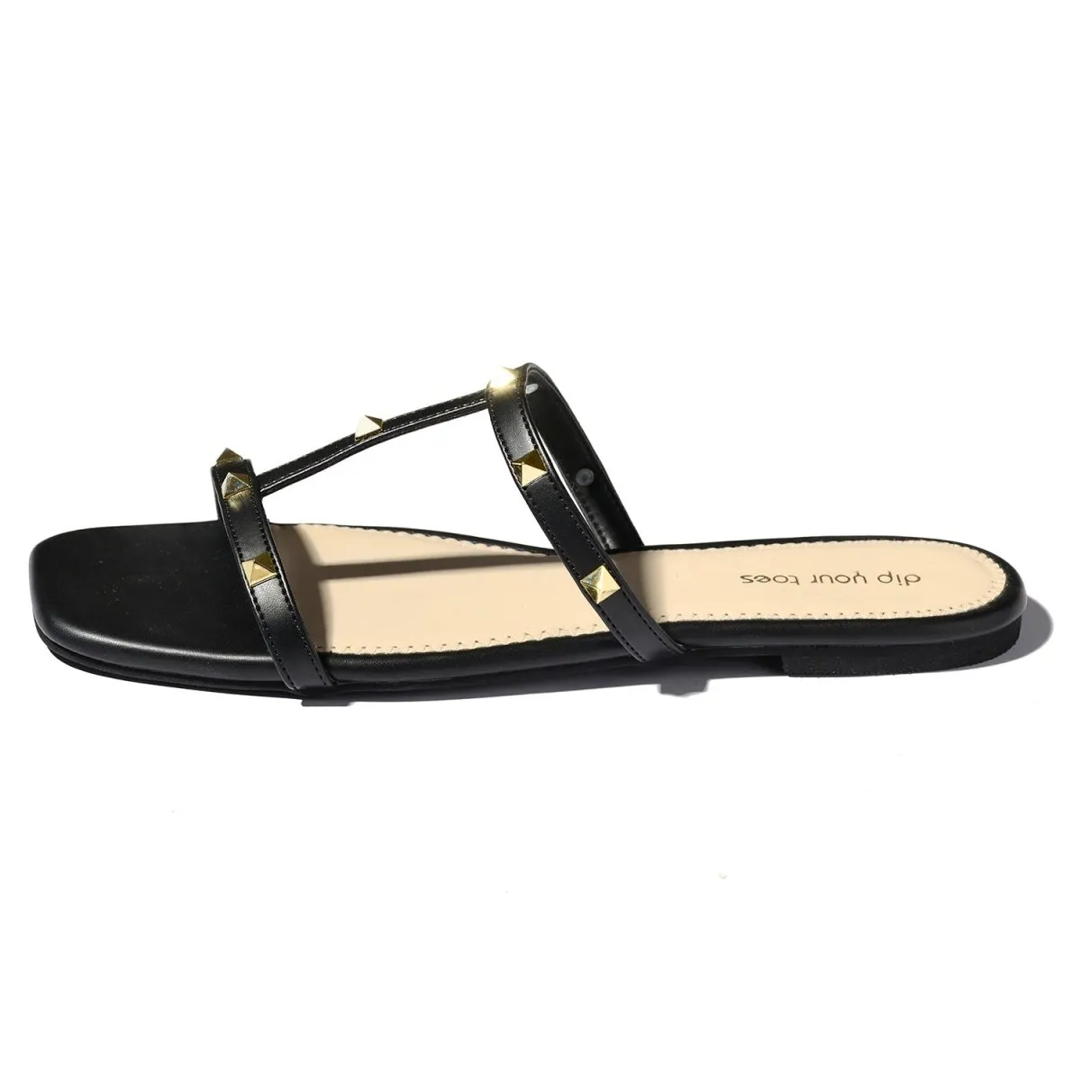 Black stud-embellished flats