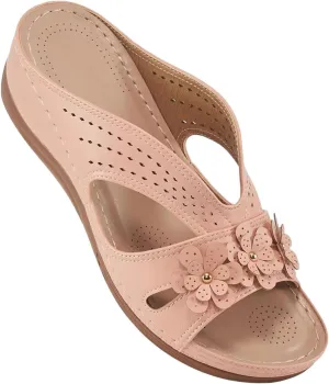 Cathalem Orthopedic Sandals for Women Slip On Dressy Summer Comfortable Slides Sandals Lightweight Memory Foam Platform Shoes