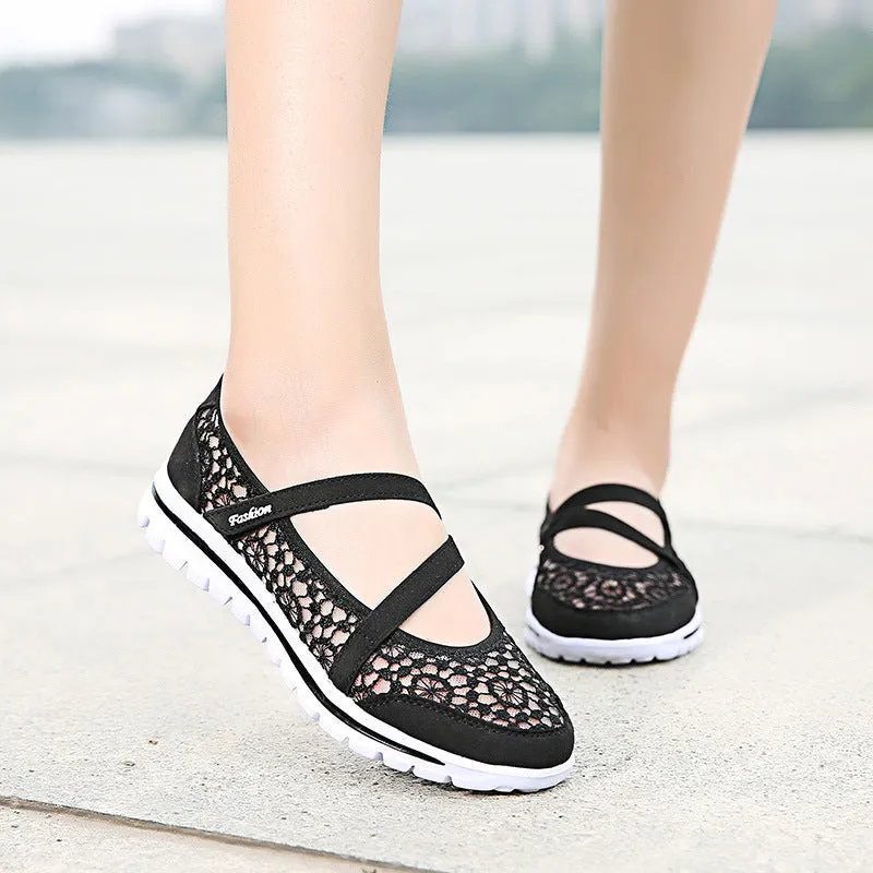 Cilool Lace Breathable Casual Flat Shoes