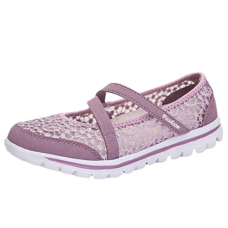 Cilool Lace Breathable Casual Flat Shoes