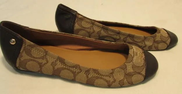Coach Brown Signature Canvas Flats