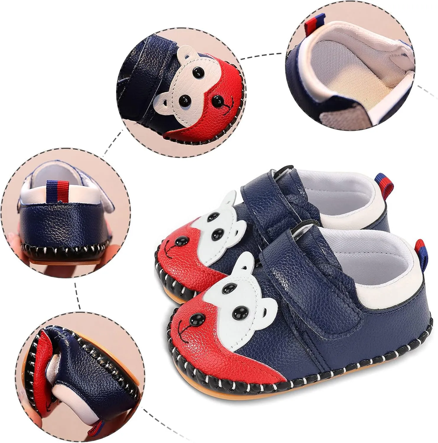 Cute artoon Prewalkers Shoes for Infant Baby Boys Girls Soft Sole Leather Non Slip Comfortable Sports Footwear