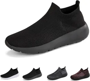 DESESE Men's Knitted Breathable Walking Athletic Shoes Slip on Sock Sneakers Casual Platform Loafers Casual Mesh-Comfortable Tennis Workout Sneakers