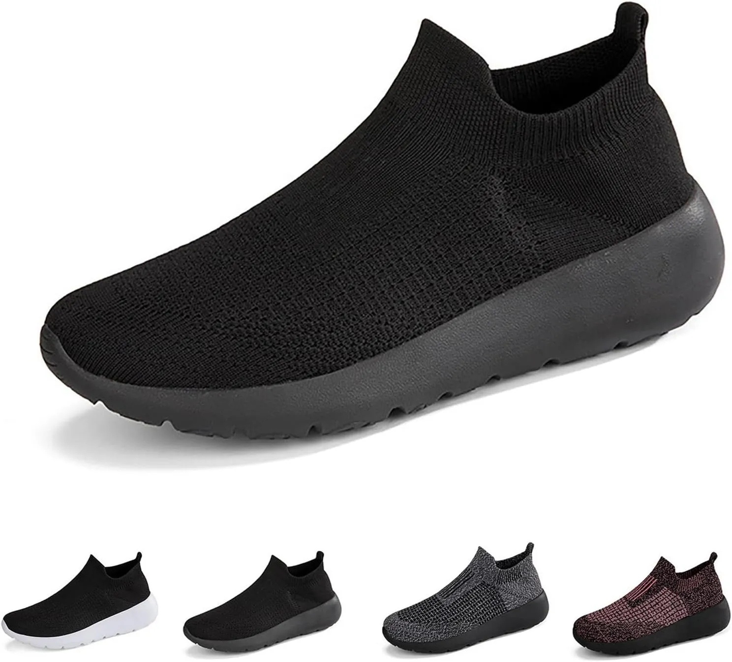 DESESE Men's Knitted Breathable Walking Athletic Shoes Slip on Sock Sneakers Casual Platform Loafers Casual Mesh-Comfortable Tennis Workout Sneakers