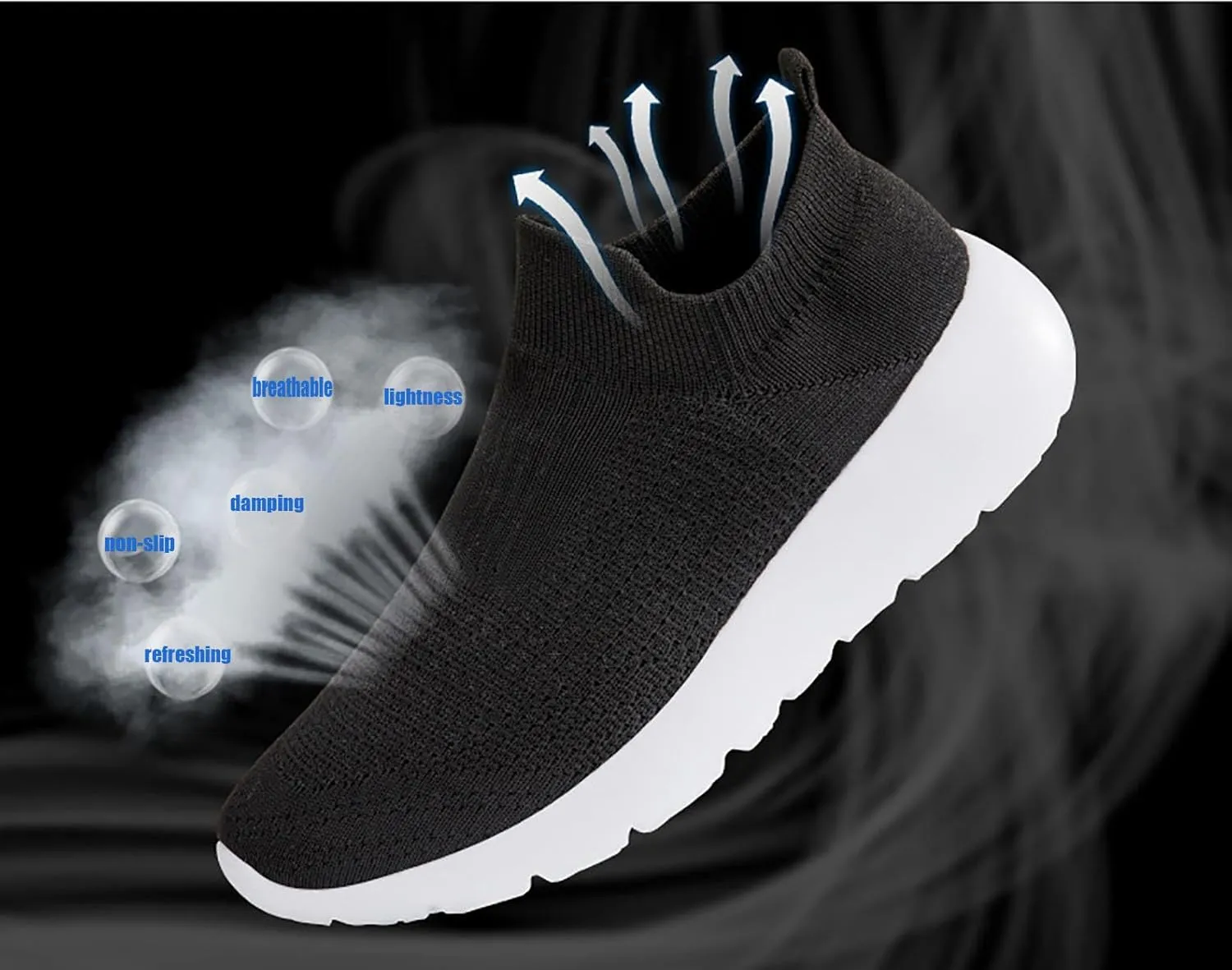 DESESE Men's Knitted Breathable Walking Athletic Shoes Slip on Sock Sneakers Casual Platform Loafers Casual Mesh-Comfortable Tennis Workout Sneakers