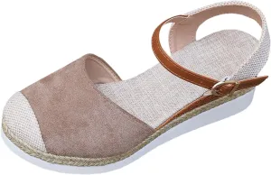 Dressy Sandal Vacation Slingback Court Wedges Sandals For Women Canvas Espadrille Wedge Shoes