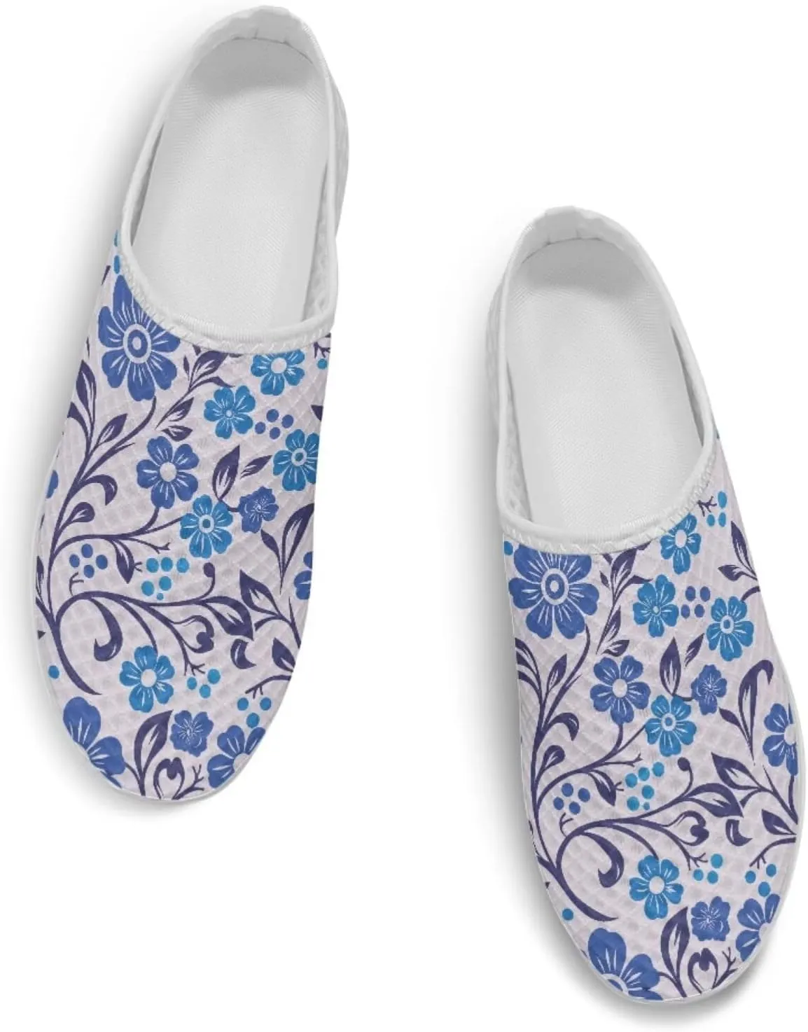 Floral Mule Shoes for Women Slip on Breathable Loafers Low Top Garden Clogs for Travel Vacation Shopping