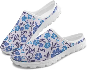 Floral Mule Shoes for Women Slip on Breathable Loafers Low Top Garden Clogs for Travel Vacation Shopping
