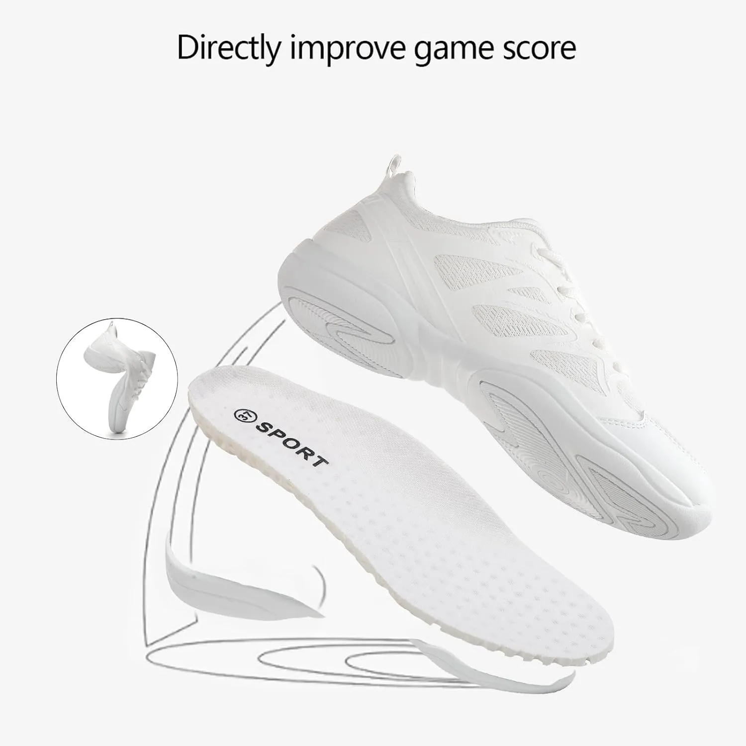 Girls Cheer Shoes White Cheerleading Dance Shoes Youth High-Performance Breathable Cheerleading Shoes for Athletic Training Competition