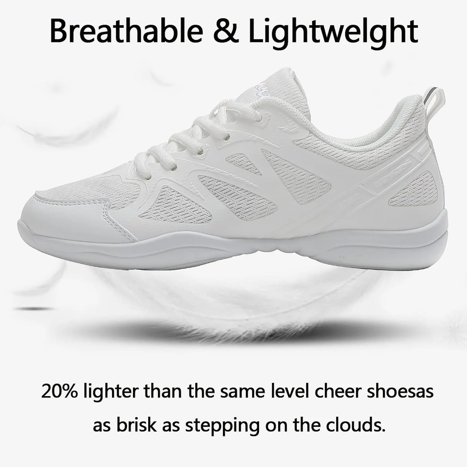 Girls Cheer Shoes White Cheerleading Dance Shoes Youth High-Performance Breathable Cheerleading Shoes for Athletic Training Competition