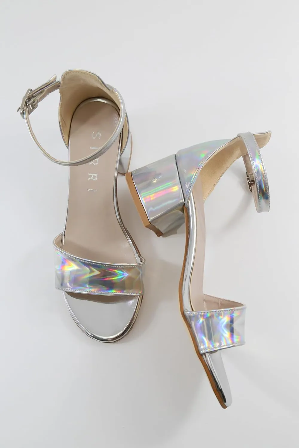 Girls' Iridescent Block-Heel Patent Sandals with Adjustable Ankle Strap  Stylish Kids Dress Shoes