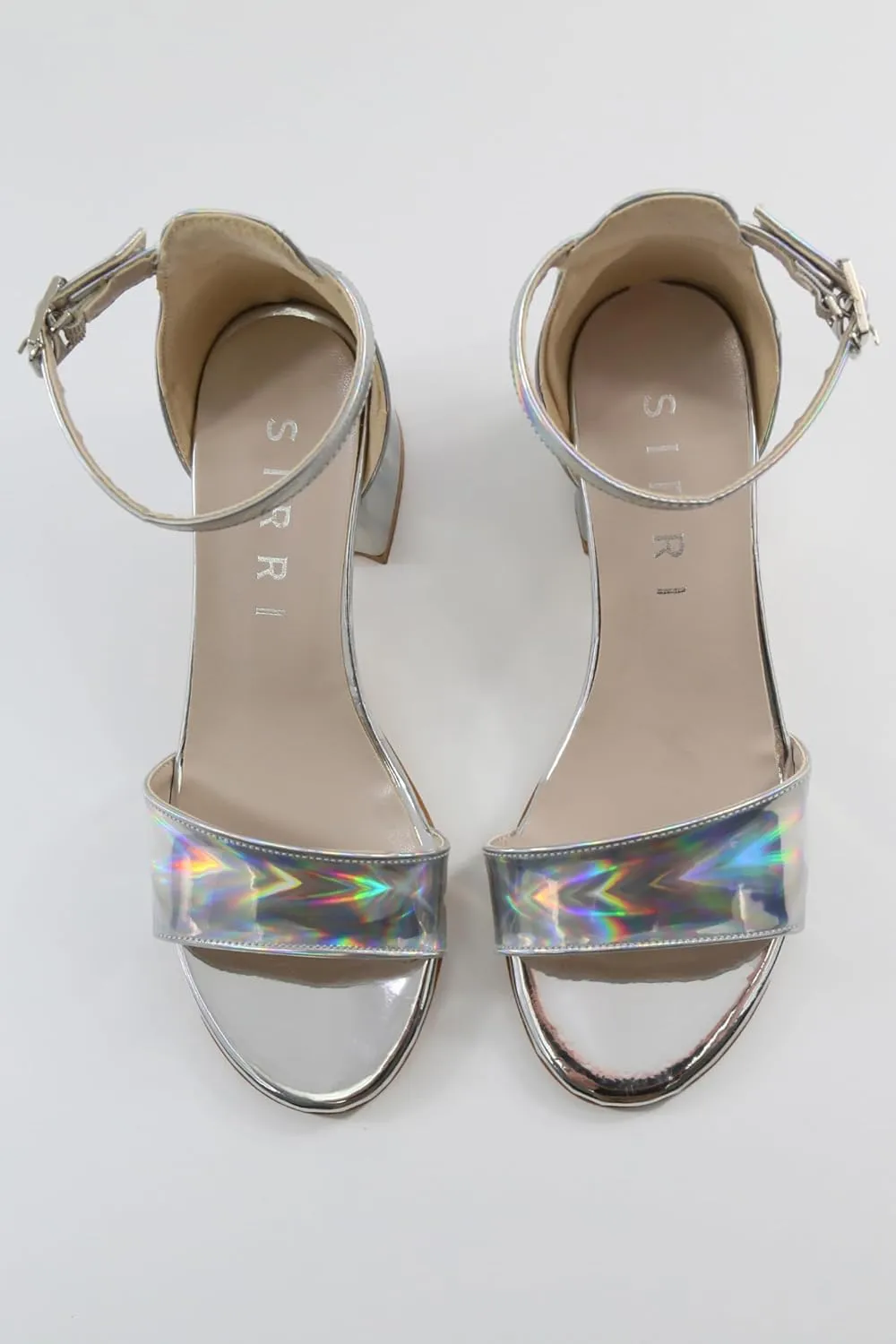 Girls' Iridescent Block-Heel Patent Sandals with Adjustable Ankle Strap  Stylish Kids Dress Shoes