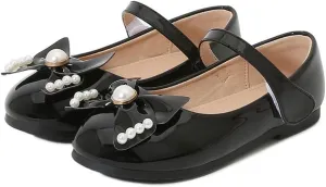 Girls' Pu Leather Princess Dress Shoes Bow Party Wedding School Mary Jane Flats for Toddler and Little Girl