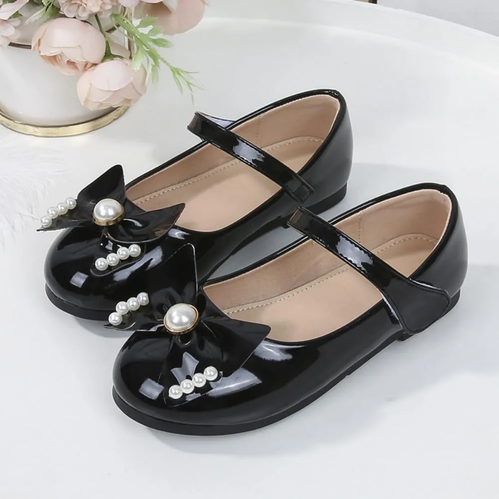 Girls' Pu Leather Princess Dress Shoes Bow Party Wedding School Mary Jane Flats for Toddler and Little Girl