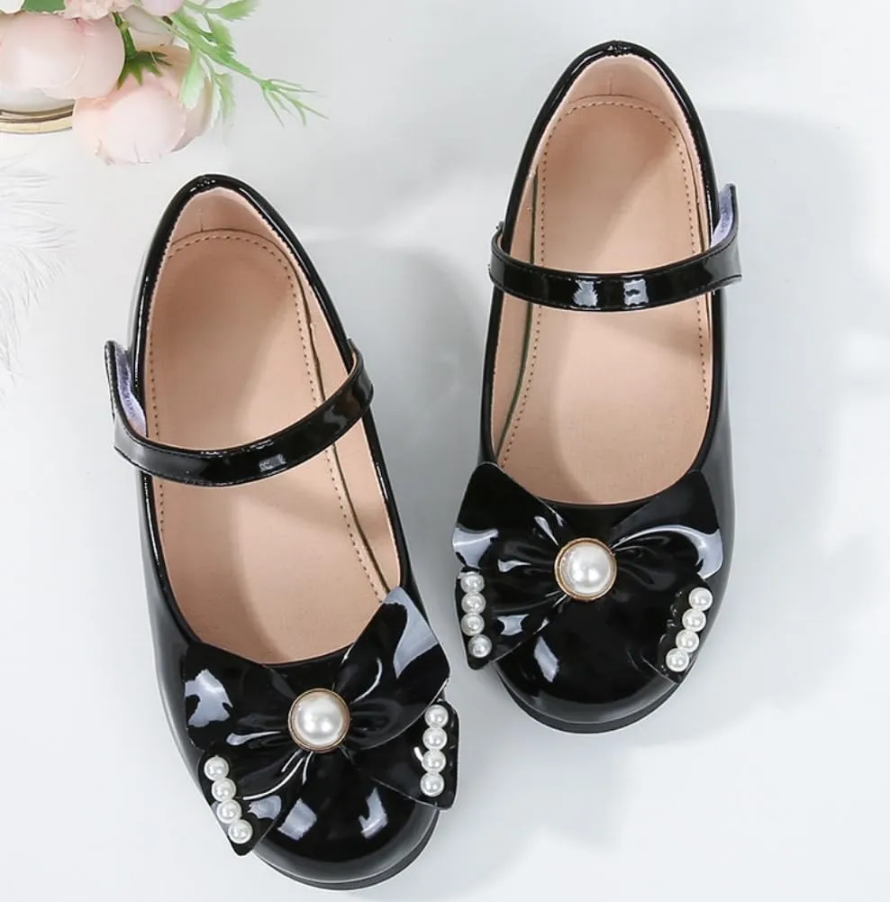 Girls' Pu Leather Princess Dress Shoes Bow Party Wedding School Mary Jane Flats for Toddler and Little Girl