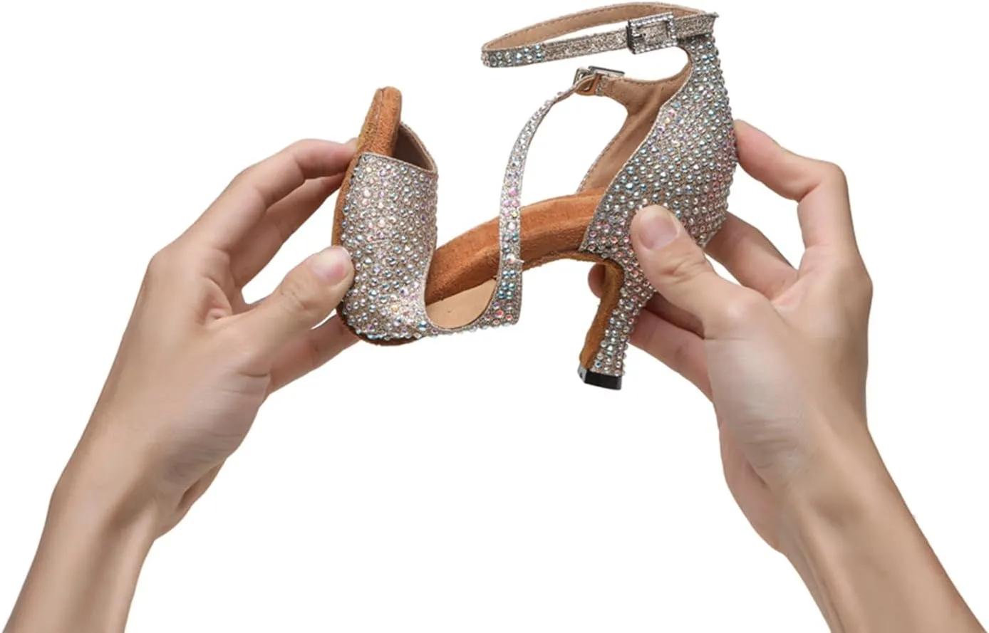 Glitter Dance Shoes for Women Rhinestones Ballroom Stylish Bridal Wedding Sandals