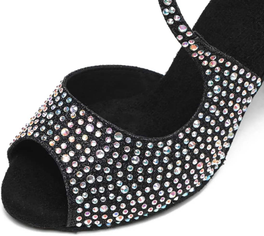 Glitter Dance Shoes for Women Rhinestones Ballroom Stylish Bridal Wedding Sandals