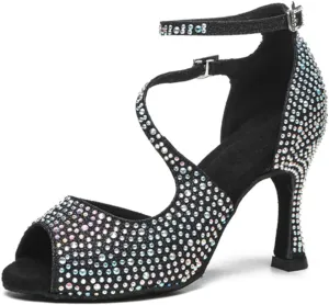 Glitter Dance Shoes for Women Rhinestones Ballroom Stylish Bridal Wedding Sandals