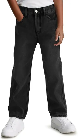 Haloumoning Boys Jeans Kids Fashion Fleece Lined Elastic Waist Denim Pants with Pockets 5-14 Years