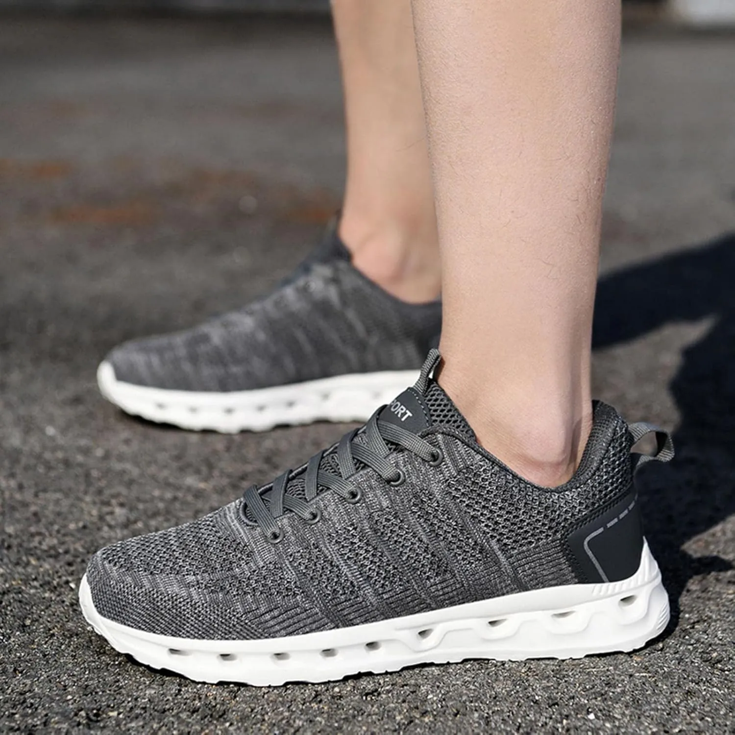 Hbeylia Tennis Athletic Running Shoes For Men Fashion Casual Lace Up Lightweight Non Slip Cushioned Sneakers Flats Low Top Memory Foam Hiking Sports Athletic Gym Jogging Tennis Trainer Shoes