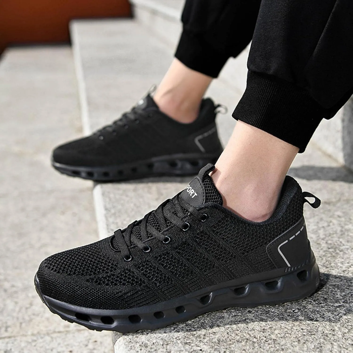 Hbeylia Tennis Athletic Running Shoes For Men Fashion Casual Lace Up Lightweight Non Slip Cushioned Sneakers Flats Low Top Memory Foam Hiking Sports Athletic Gym Jogging Tennis Trainer Shoes