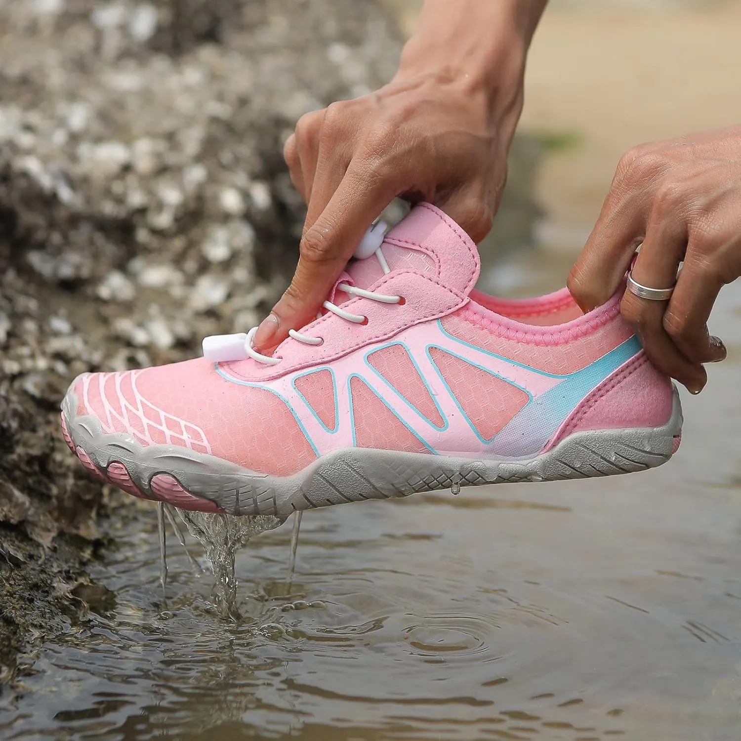 Hike Barefoot Shoes Women Wide Toe Box Healthy Hiking Water Shoes with Arch Support for Women Walking Wide Toe Box Non-Slip Outdoor Sports Zero Drop Shoe Walking Outdoor Breathable Footwear