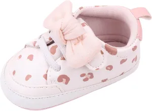 Infant Girls Cute Bow Sneakers Newborn Baby Flat Bottom Walking Shoes Lightweight Soft Warm Casual Sport Shoes
