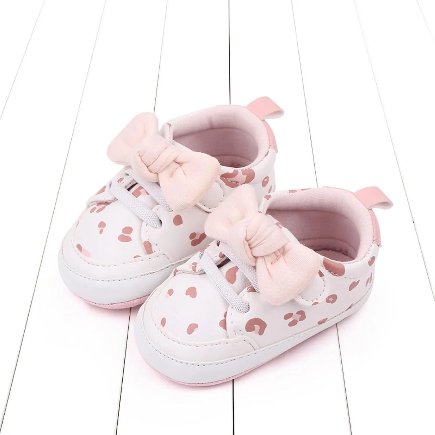 Infant Girls Cute Bow Sneakers Newborn Baby Flat Bottom Walking Shoes Lightweight Soft Warm Casual Sport Shoes