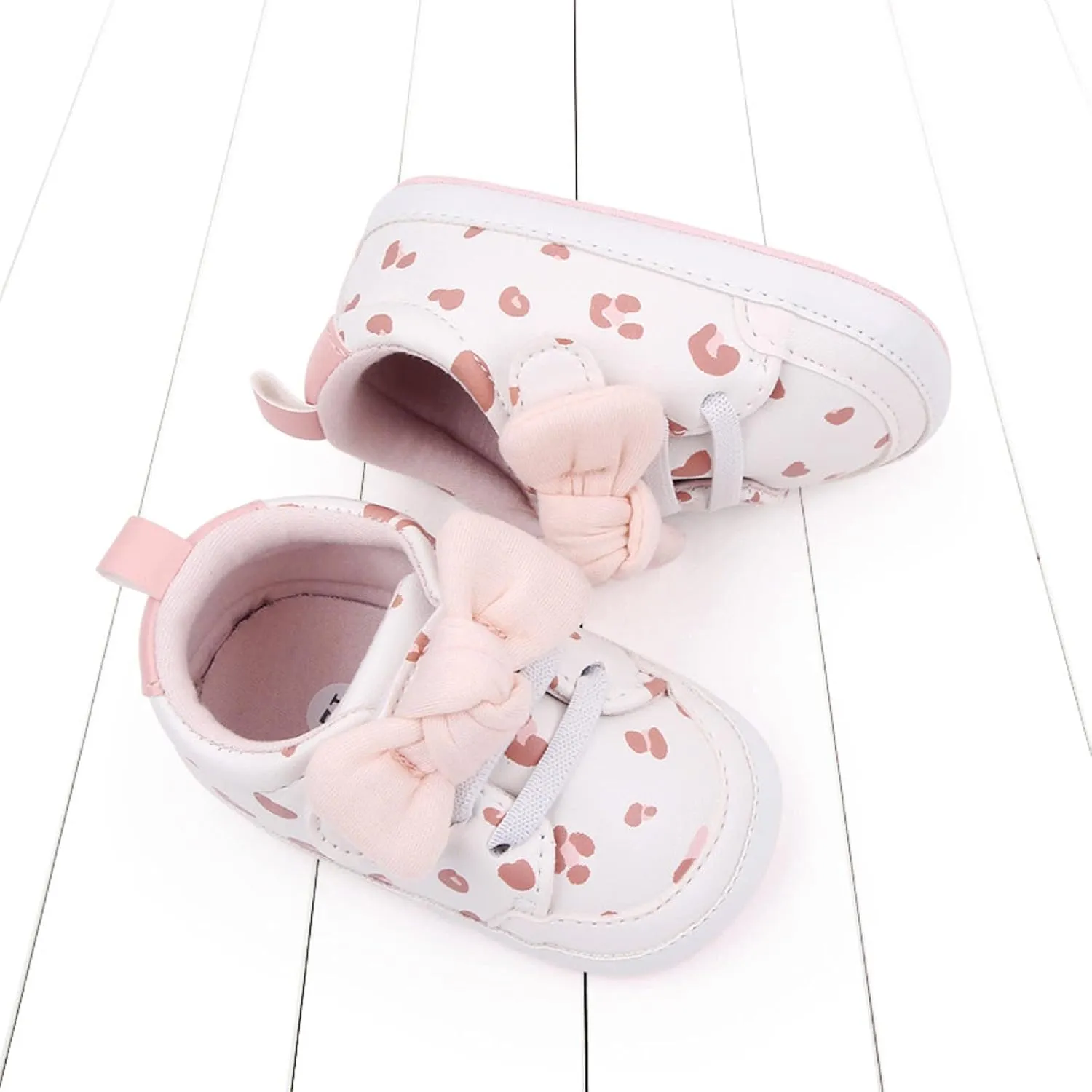 Infant Girls Cute Bow Sneakers Newborn Baby Flat Bottom Walking Shoes Lightweight Soft Warm Casual Sport Shoes
