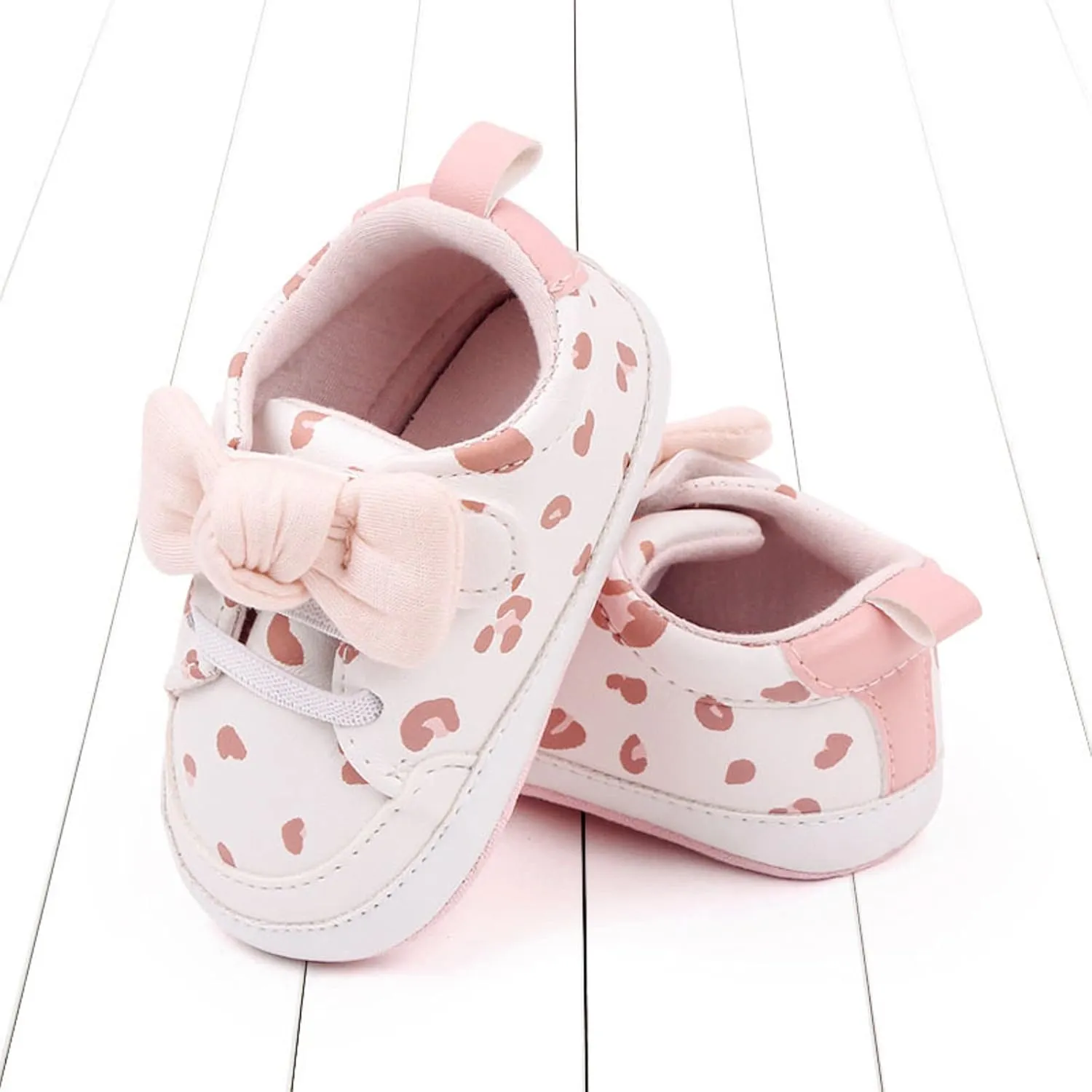 Infant Girls Cute Bow Sneakers Newborn Baby Flat Bottom Walking Shoes Lightweight Soft Warm Casual Sport Shoes