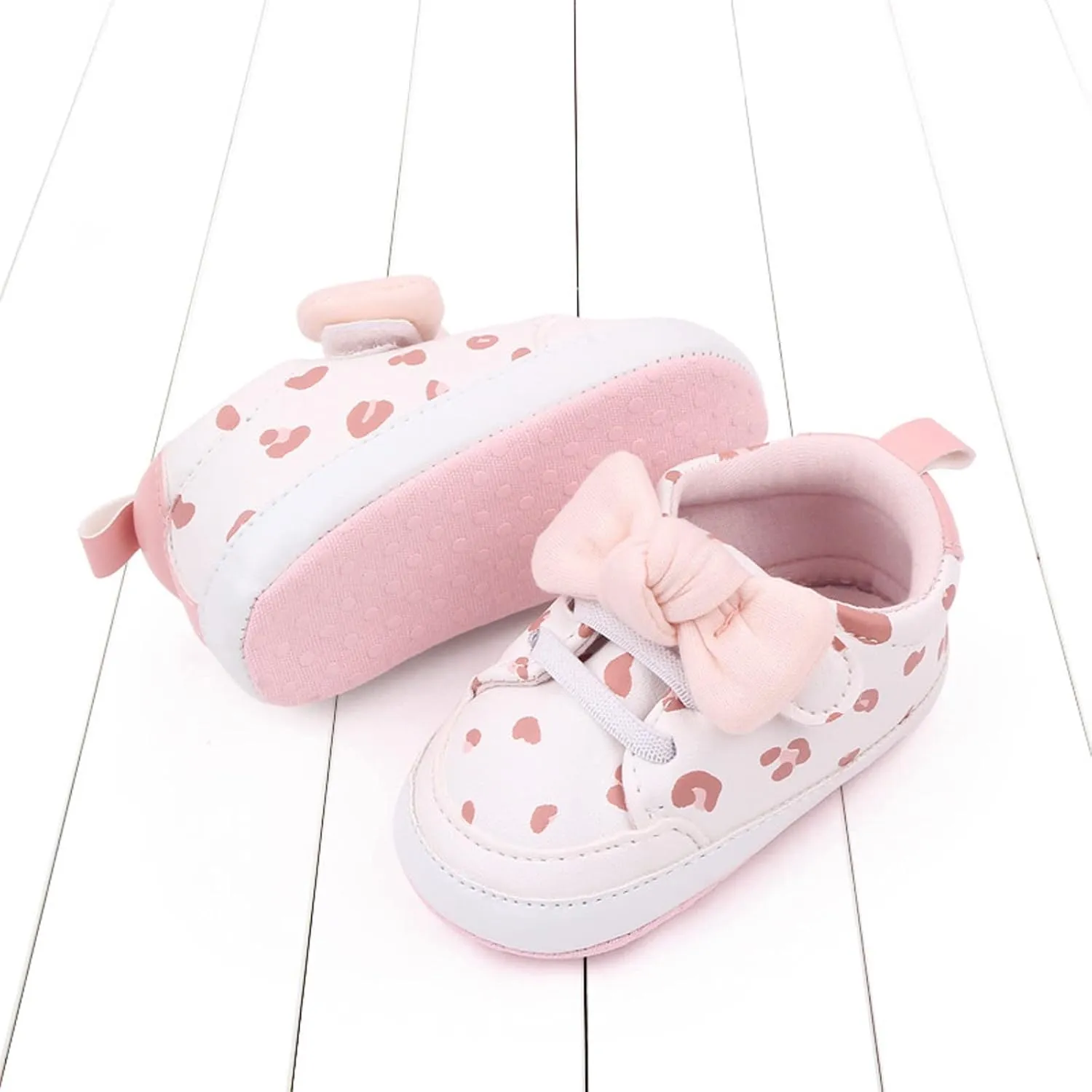 Infant Girls Cute Bow Sneakers Newborn Baby Flat Bottom Walking Shoes Lightweight Soft Warm Casual Sport Shoes