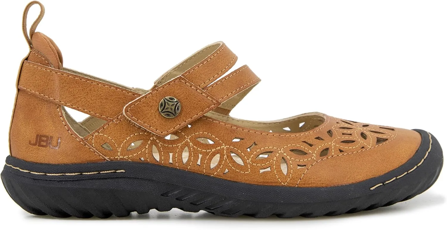 JBU Bellerose Encore Womens Comfort Casual Classic Mary Jane Wide Flats Fashion Shoes