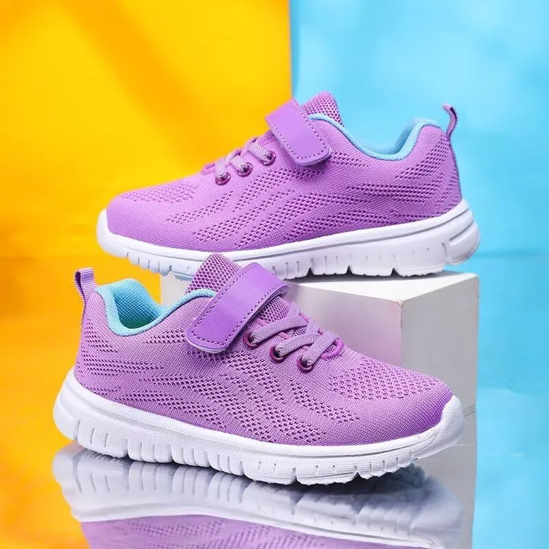 Kids Boy Girl Lightweight Solid Casual Sneakers for Outdoor Sport Running Walking