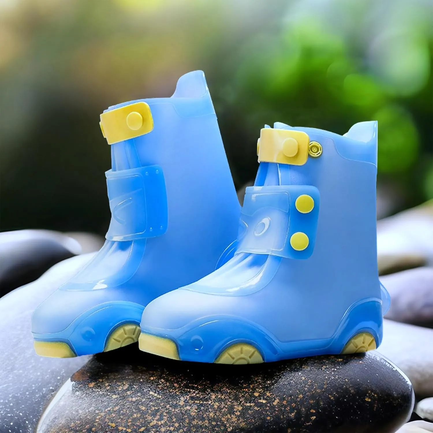 Kids Waterproof Rain Shoe Covers Reusable Foldable Toddler Rain Shoes Washable Silicone Non-Slip Rain Shoe Protectors Durable Children Waterproof Boots for Boys Girls