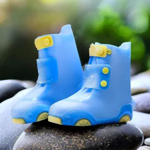 Kids Waterproof Rain Shoe Covers Reusable Foldable Toddler Rain Shoes Washable Silicone Non-Slip Rain Shoe Protectors Durable Children Waterproof Boots for Boys Girls