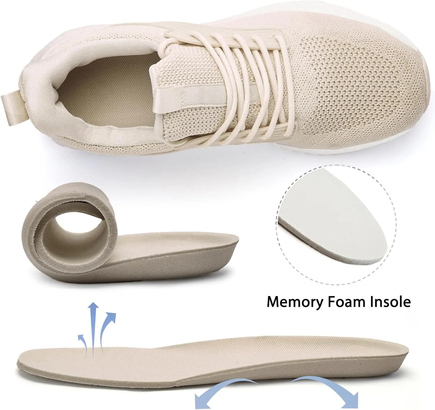 KPP Men's Walking Shoes Sneakers - Running Tennis Athletic Shoes for Workout Gym Jogging Slip on Lightweight Breathable Memory Foam Casual Sneakers