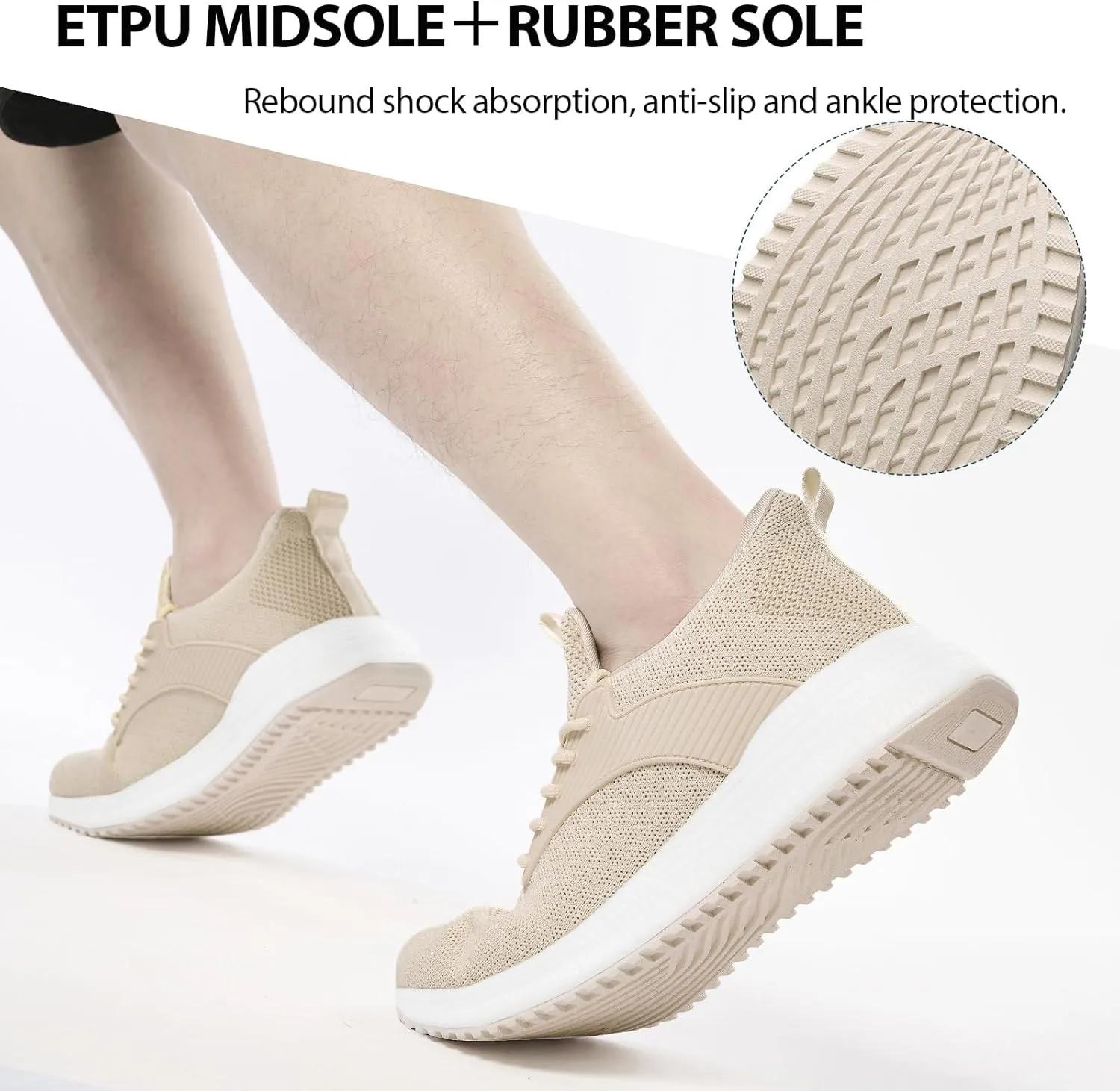 KPP Men's Walking Shoes Sneakers - Running Tennis Athletic Shoes for Workout Gym Jogging Slip on Lightweight Breathable Memory Foam Casual Sneakers