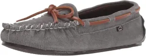Lamo Women's Sabrina Moccasin II Grey Size 6.5 Wide Memory Foam Slippers